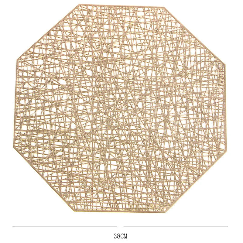MALN| Ensemble de sets de table ronds dorés métallisés
