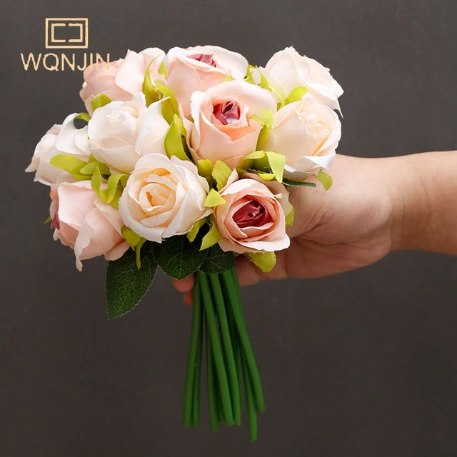 WQNJIN| 12 Heads Silk Rose Bouquet Flower
