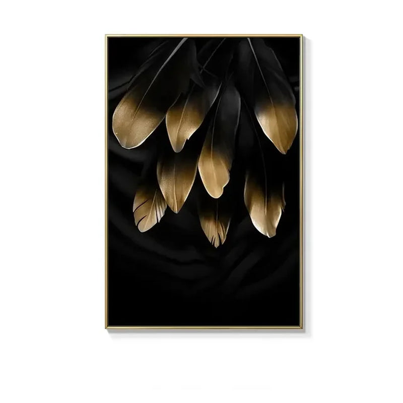 KEWTG| Scandinavian Classic Fashion Wall Art Gold White Botanical Leaves 3D HD Canvas Poster Prints Home Bedroom Living Room Decoration