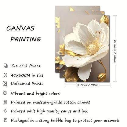 KEWTG| 3PCS  White Flower Painting
