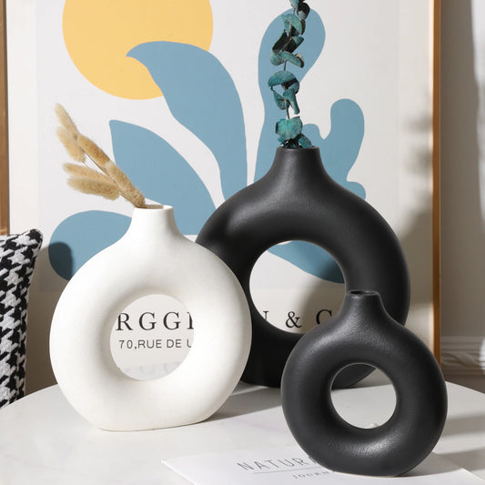 VYCC| Nordic Circular Hollow Ceramic Vase