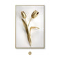 KEWTG| Scandinavian Classic Fashion Wall Art Gold White Botanical Leaves 3D HD Canvas Poster Prints Home Bedroom Living Room Decoration