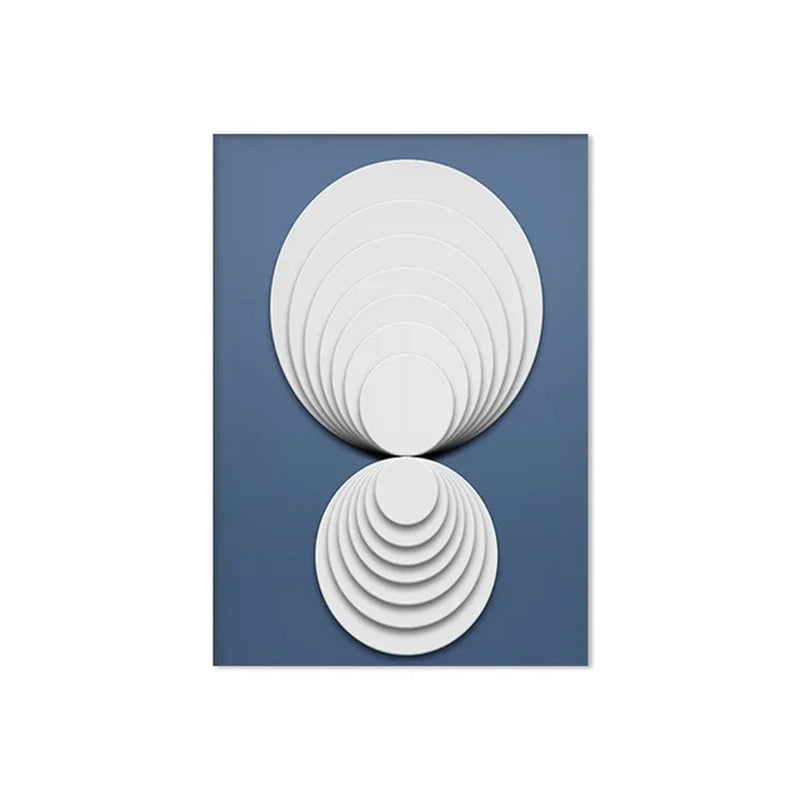 METYC| Abstract White&Blue Canvas Painting