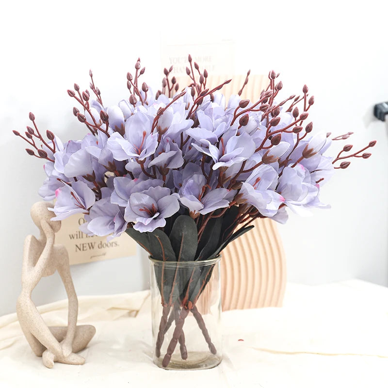YAJIOP| 5 Forks Artificial Magnolia Flowers 