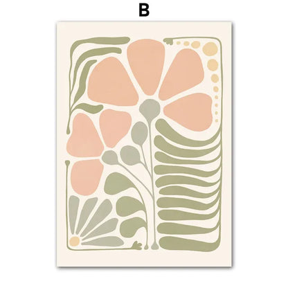 METYC| Coral Abstract  Shapes Art Canvas Painting 