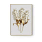 KEWTG| Scandinavian Classic Fashion Wall Art Gold White Botanical Leaves 3D HD Canvas Poster Prints Home Bedroom Living Room Decoration