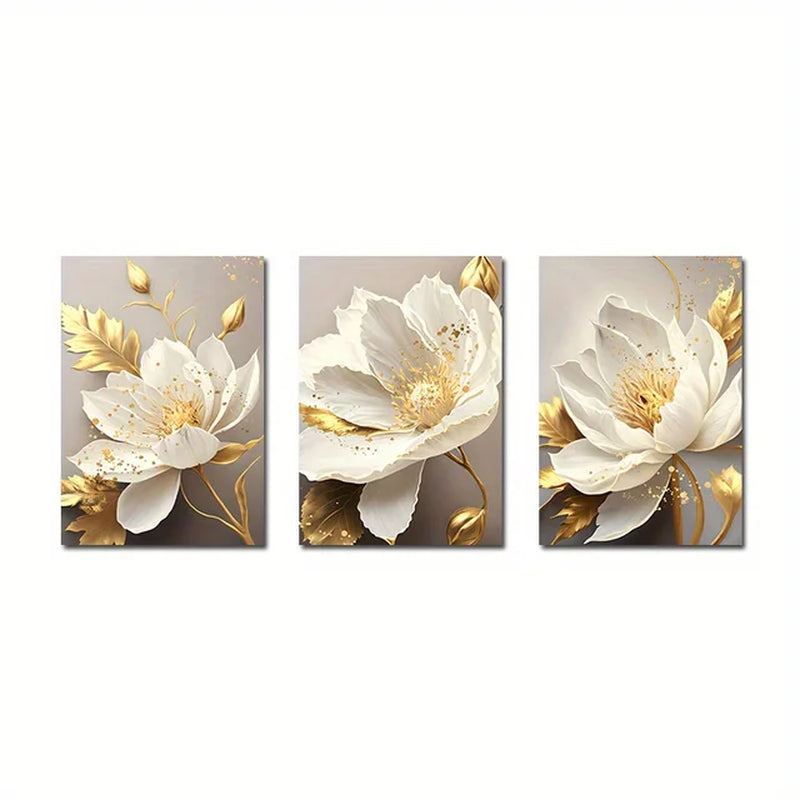 KEWTG| 3PCS  White Flower Painting