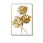 KEWTG| Scandinavian Classic Fashion Wall Art Gold White Botanical Leaves 3D HD Canvas Poster Prints Home Bedroom Living Room Decoration
