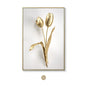 KEWTG| Scandinavian Classic Fashion Wall Art Gold White Botanical Leaves 3D HD Canvas Poster Prints Home Bedroom Living Room Decoration