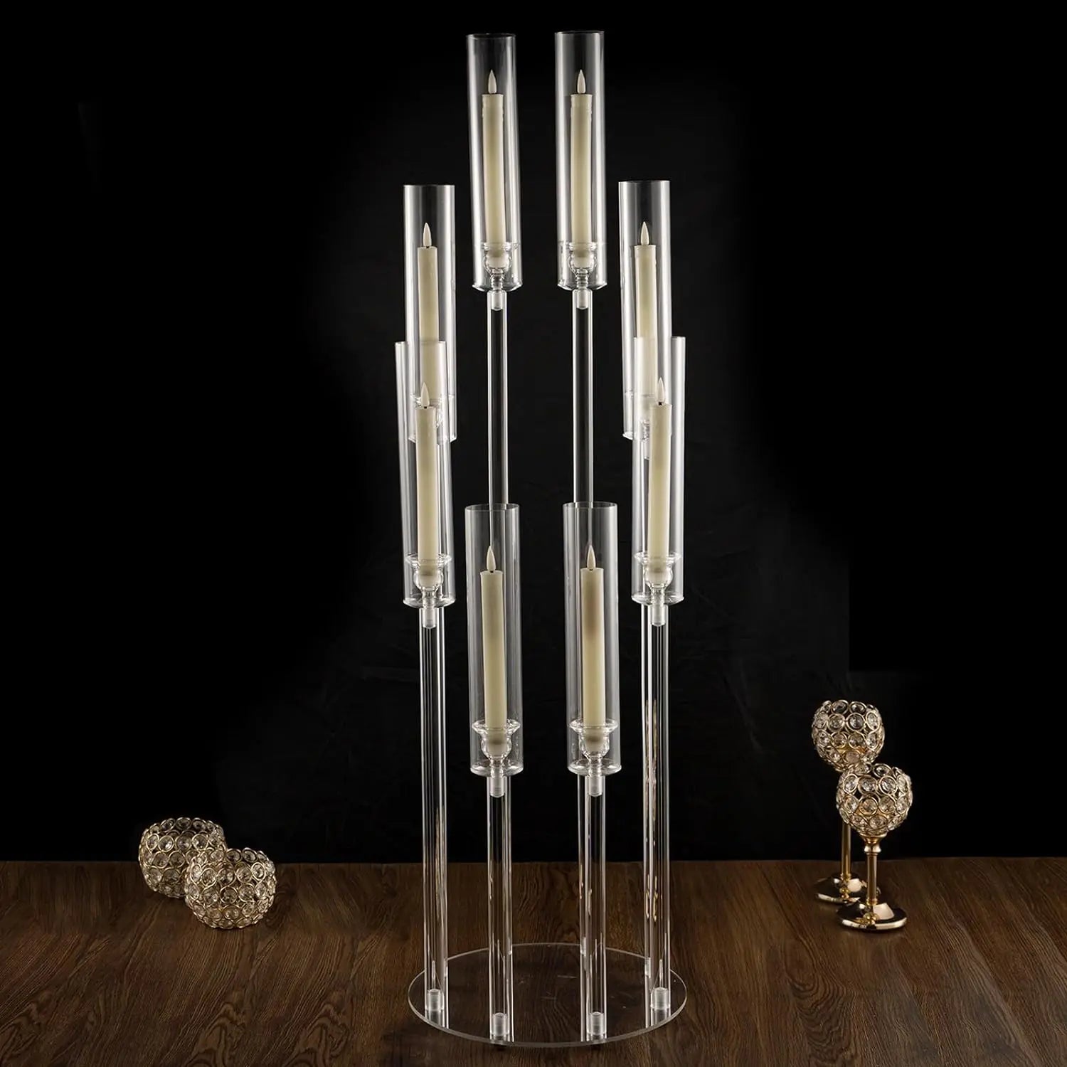 TINGRAIL| 8 Arms Clear Candlesticks Holder