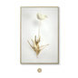 KEWTG| Scandinavian Classic Fashion Wall Art Gold White Botanical Leaves 3D HD Canvas Poster Prints Home Bedroom Living Room Decoration