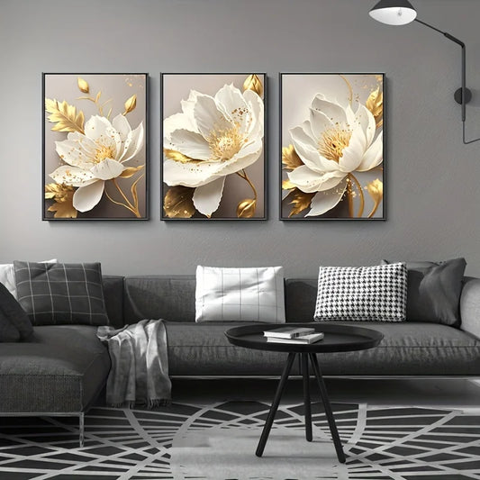 KEWTG| 3PCS  White Flower Painting