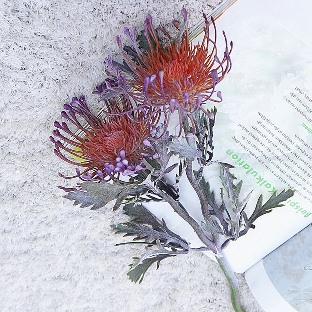 LOIUI| Artificial 2 Fork Pincushion Flowers