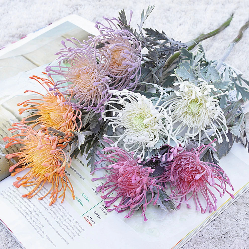 LOIUI| Artificial 2 Fork Pincushion Flowers