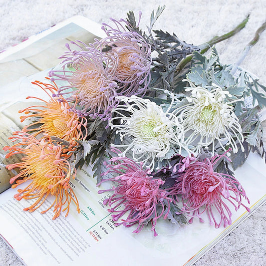 LOIUI| Artificial 2 Fork Pincushion Flowers