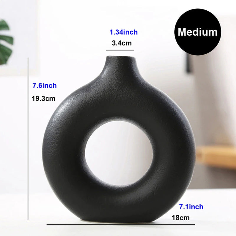 VYCC| Nordic Circular Hollow Ceramic Vase