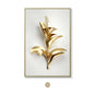 KEWTG| Scandinavian Classic Fashion Wall Art Gold White Botanical Leaves 3D HD Canvas Poster Prints Home Bedroom Living Room Decoration