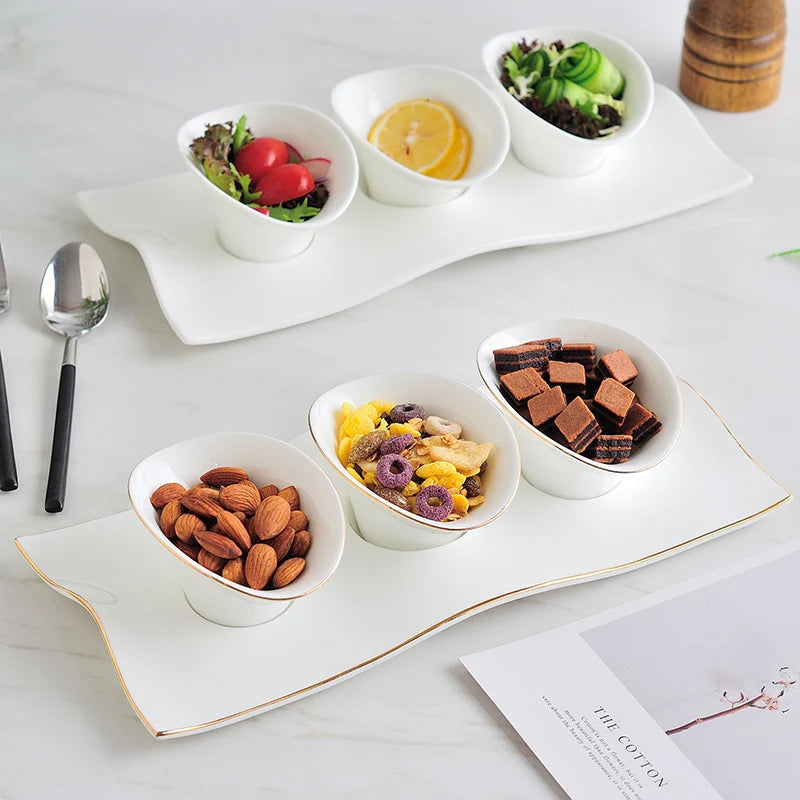 MANU Modern White Ceramic Snack Platter