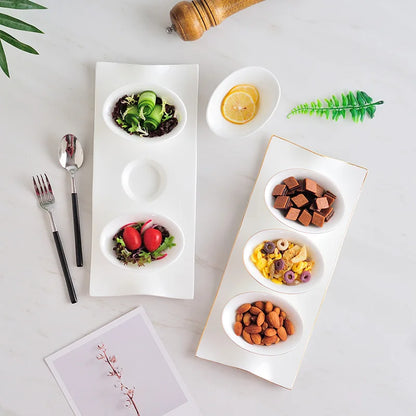 MANU Modern White Ceramic Snack Platter