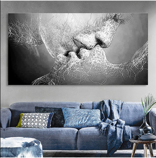 VOJIO| Black&White Love Kiss Canvas Painting