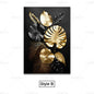 GOLDENN|Golden Black Plant Leaves Canvas Painting 