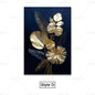 GOLDENN|Golden Black Plant Leaves Canvas Painting 