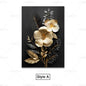 GOLDENN|Golden Black Plant Leaves Canvas Painting 