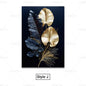 GOLDENN|Golden Black Plant Leaves Canvas Painting 