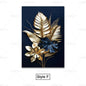 GOLDENN|Golden Black Plant Leaves Canvas Painting 