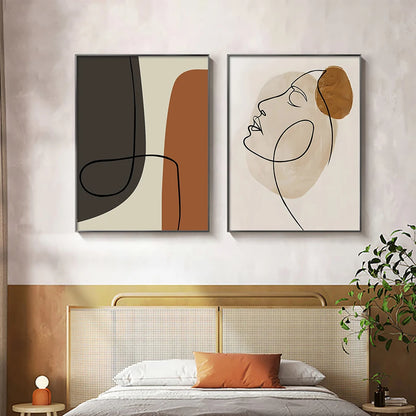 MYMS| Abstract Geometric Face Line Canvas Painting