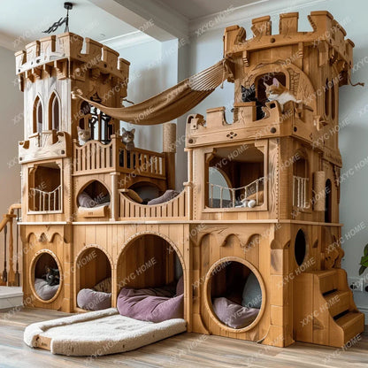 Luxury Solid Wood Cat Castle