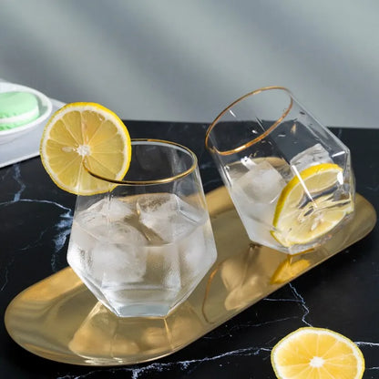 CRYSTI| European Style Gold Edged Hexagonal Glass