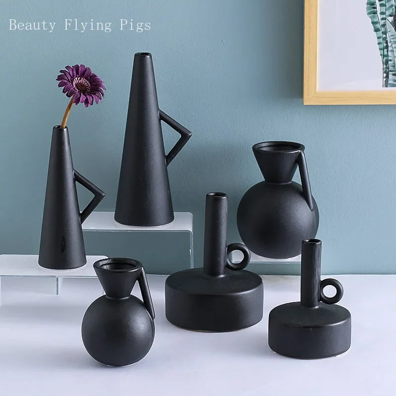 PAYSNB| Minimalist Black Ceramic Vase