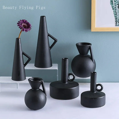 PAYSNB| Minimalist Black Ceramic Vase