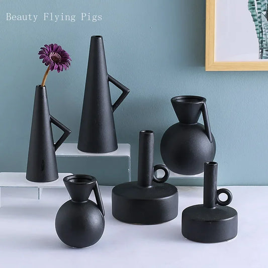 PAYSNB| Minimalist Black Ceramic Vase