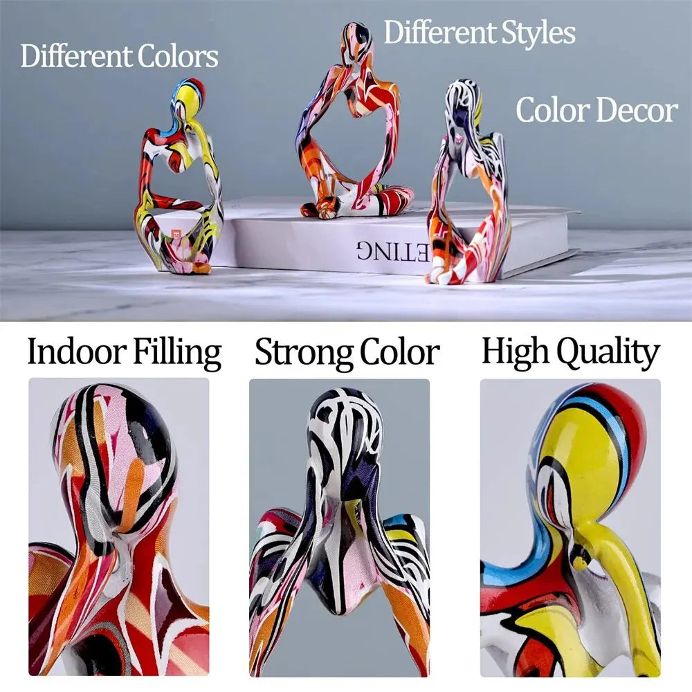 LANDL| Colorful Abstract The Thinker Sculpture