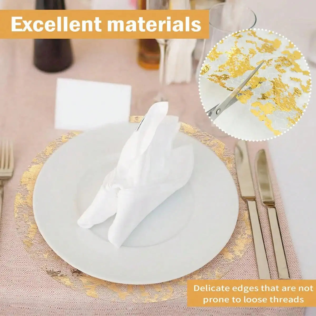 MALN| Disposable Gold Placemats Set