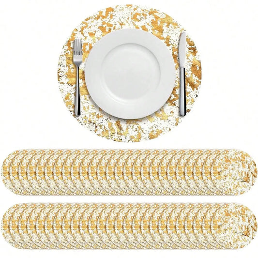 MALN| Disposable Gold Placemats Set
