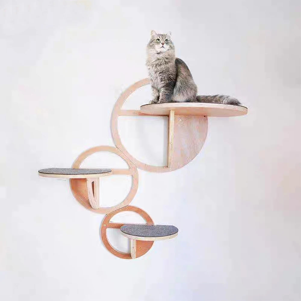 Wall-Mounted Round Cat Jump Platforms