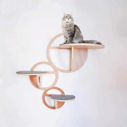 Wall-Mounted Round Cat Jump Platforms