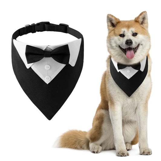 Formal Dog Tuxedo Bandana with Bow Tie