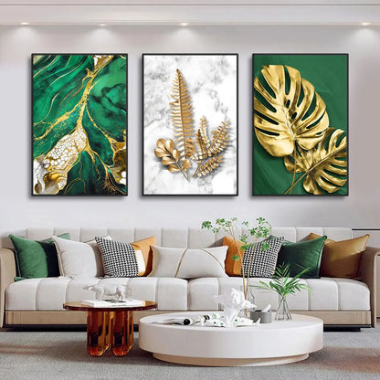 LKOHN| Golden Leaves Monstera  Canvas Painting