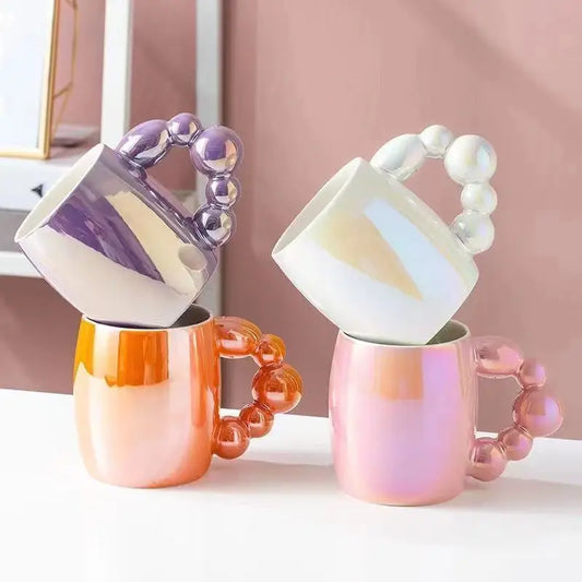 KAPUCINO| Colorful Beaded Pearl Ceramic Mug