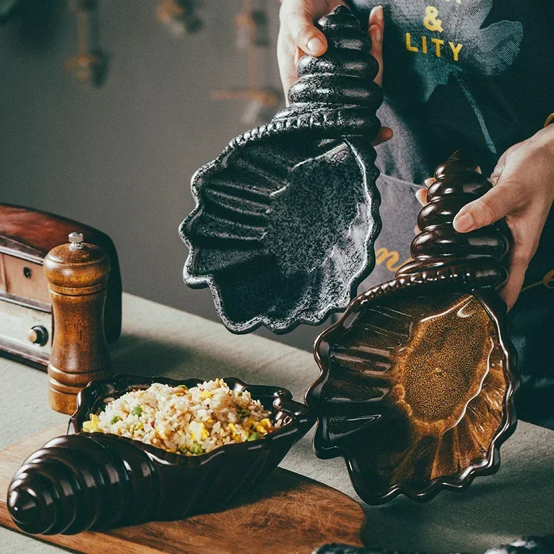 ÈLLO| Japanese Style Ceramic Conch bowl
