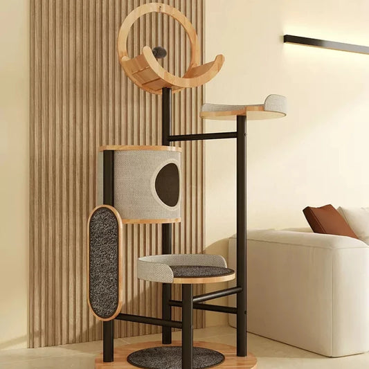 Solid Wooden Cat Tree Villa