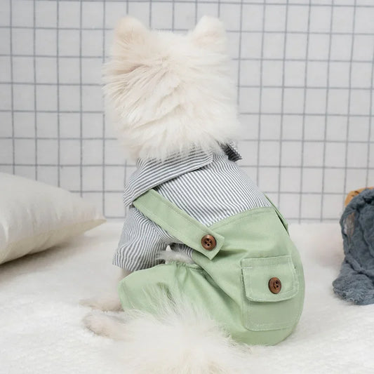 Striped Puppy Overalls