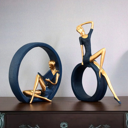 CHAMPETRE| 2PCS Decorative Yoga Girls Figurine