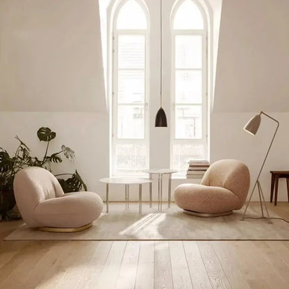 KADEIRA| Lambs Wool Wood Lounge Chair