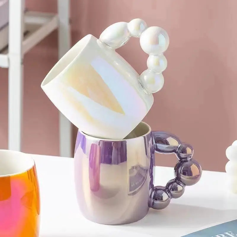 KAPUCINO| Colorful Beaded Pearl Ceramic Mug