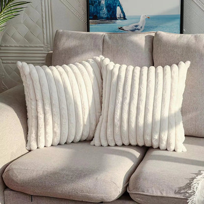 JANVYER| Decorative Faux Rabbit Fur Pillowcase